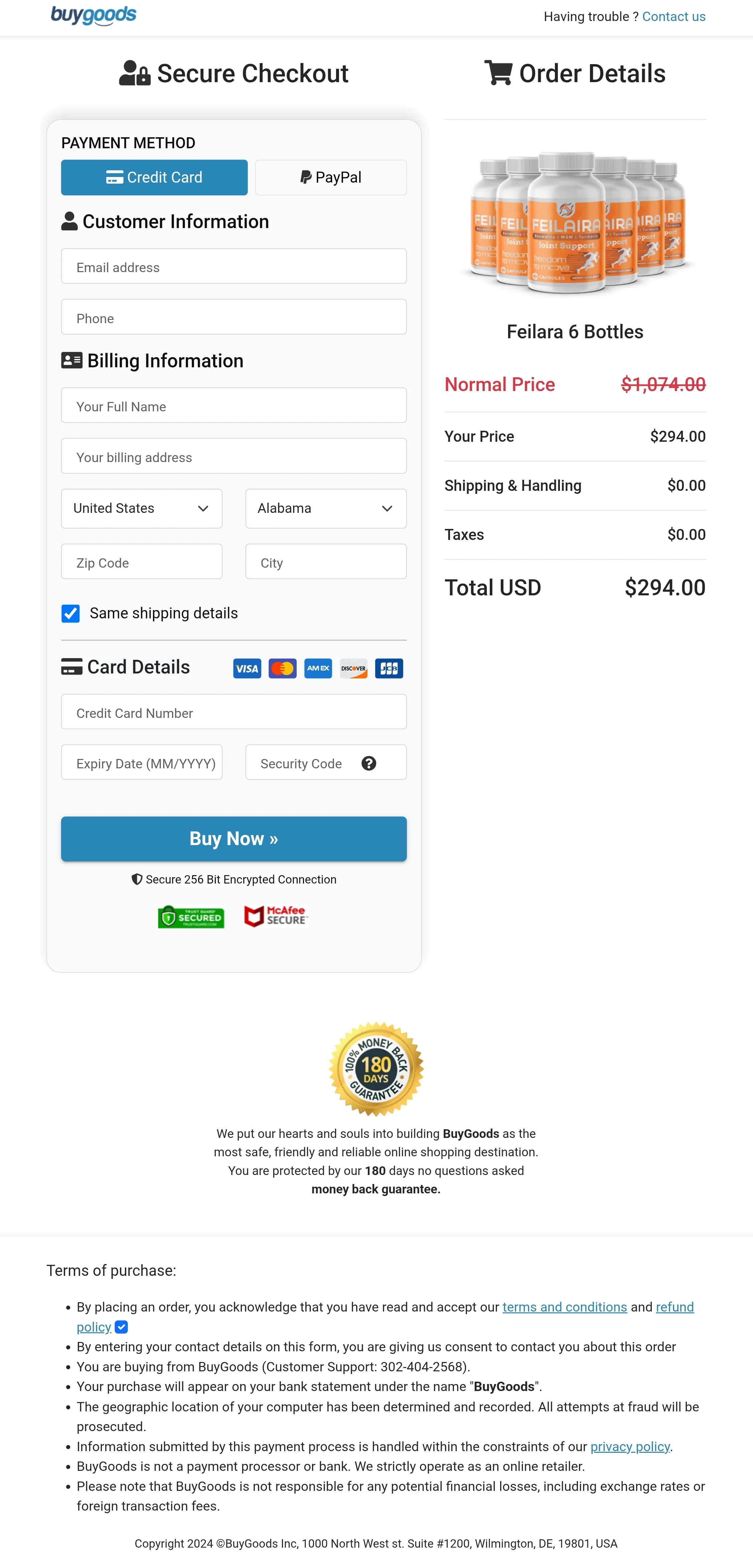 Feilaira order form